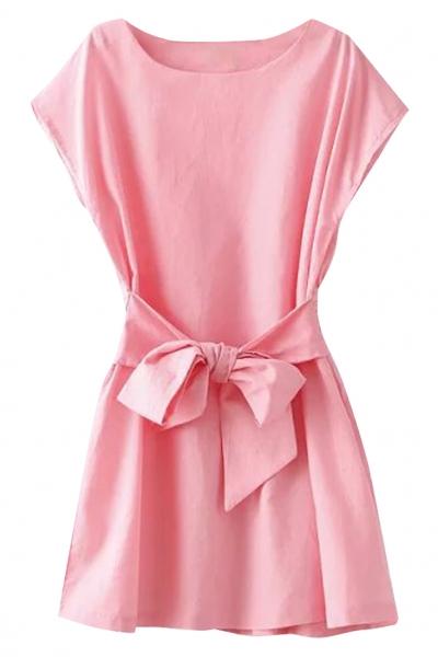 Oasap Lovable Bowknot Cap Sleeves Mini Dress