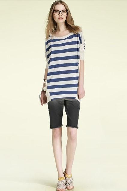 Oasap Washed Medium Length Shorts With Raw Edged Trim