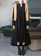 Oasap Long Sleeve Loose Fit Solid Irregular Dress