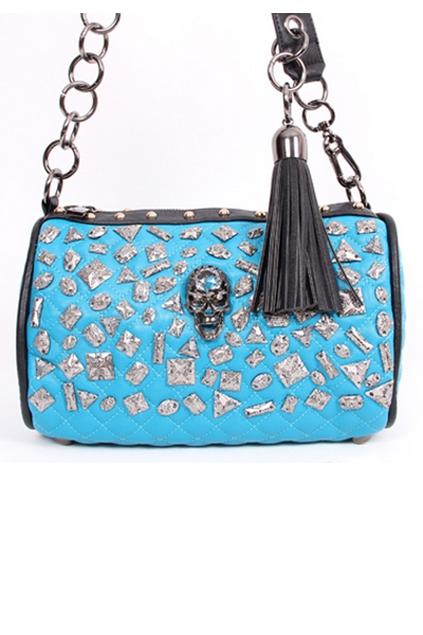Oasap Bead Embellished Stitch Edged Chain Shoulder Bag