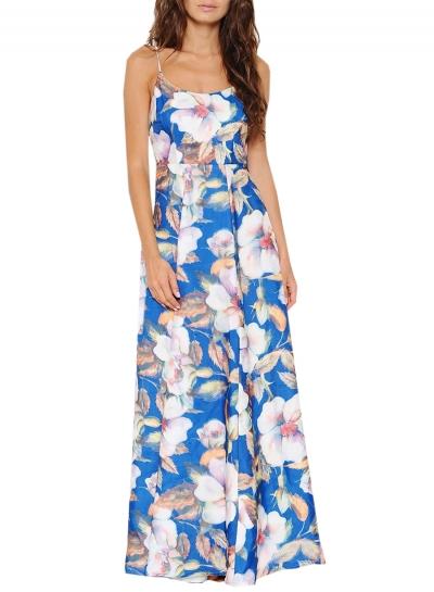 Oasap Women's Floral Graphic Spaghetti Strap Maxi Dress