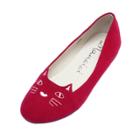 Oasap Cute Flat Heels Round Toe Cat Embroidery Shoes