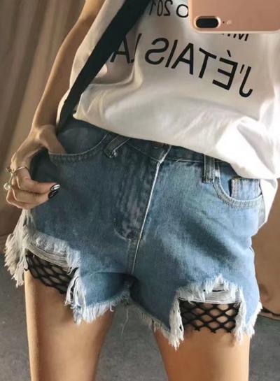Oasap Vintage Ripped Slim Denim Shorts