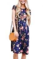 Oasap Round Neck Short Sleeve Floral Printed Midi Dress