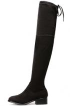 Oasap Modern Solid Color Over-the-knee Faux Suede Lace-up Boots