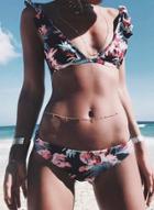 Oasap Flora Printed Ruffle 2 Piece Bikini Set