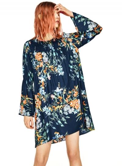 Oasap Floral Printed Loose Chiffon Dress