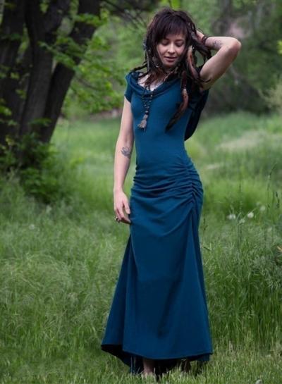 Oasap Solid Color Slim Fit Cap Sleeve Hooded Maxi Dress