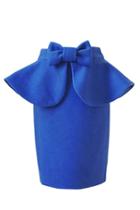Oasap Bowknot Embellished Zipped Blue Skirt