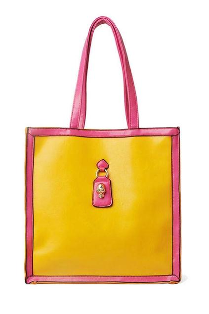 Oasap Skull Embellished Color Block Oversized Shoulder Bag
