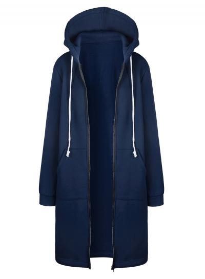 Oasap Solid Color Loose Fit Long Hoodie Sweatshirt
