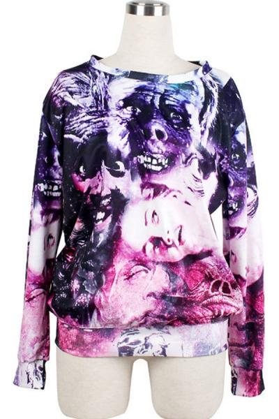 Oasap Street-chic Horrible Pattern Sweatshirt