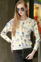 Oasap Casual Jellyfish Printed Crew Neck Sweatshirt