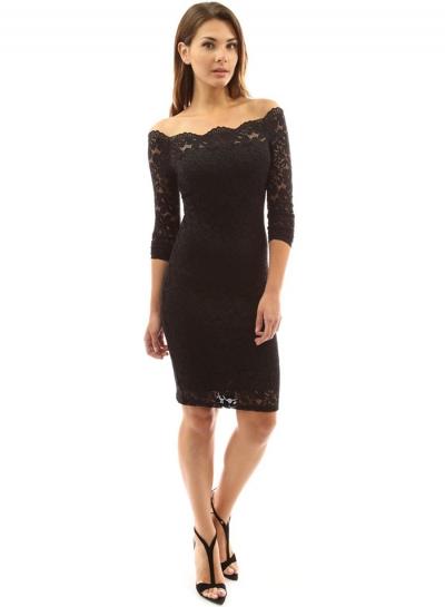 Oasap Sexy Slash Neck Slim Lace Dress
