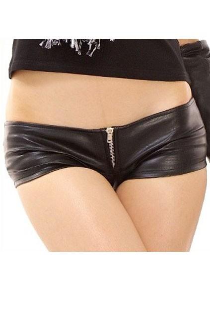 Oasap Sexy Zipped Front Pu Hot Shorts