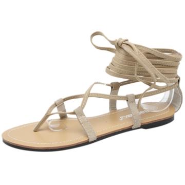 Oasap Cross Lace Up Clip Toe Gladiator Sandals