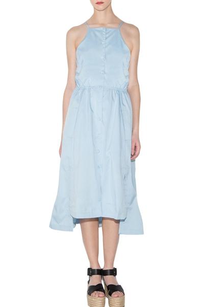 Oasap Women's Spaghetti Strap Single Breasted Asymmetrical Hem Dress