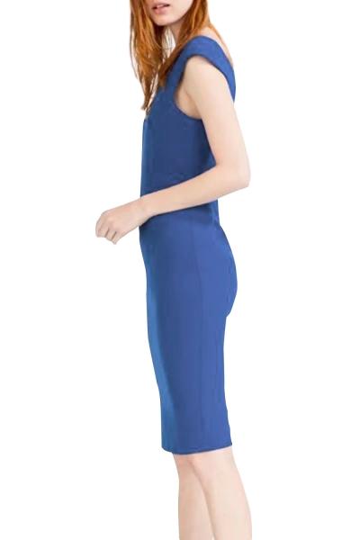 Oasap Chic Women Deep V Back Slit Sleeveless Slim Fit Dress