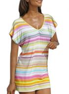 Oasap Women's Color Block Striped Print V Neck Knit Dress