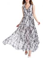 Oasap Women's V Neck Wrap High Slit Printed Maxi Boho Dress