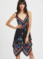 Oasap Spaghetti Strap Sleeveless Backless Floral Printed Irregular Dress