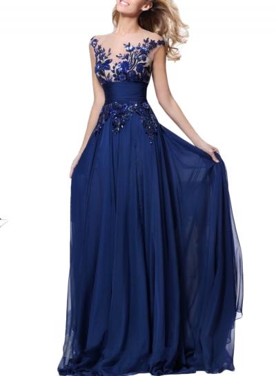 Oasap Women's Floral Lace Paneled High Waist Prom Dress