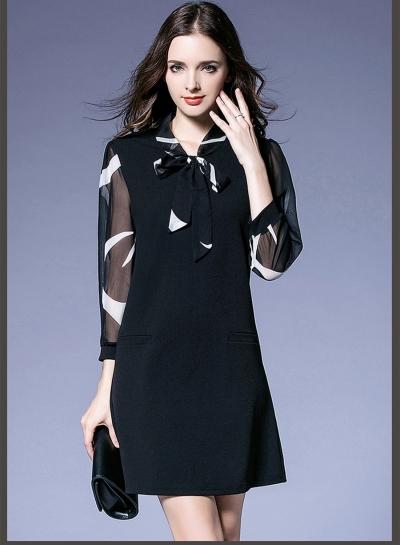 Oasap Plus Size Bow Tie Dress