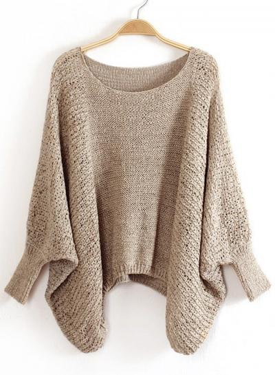 Oasap Loose Batwing Sleeve Loose Pullover Sweater
