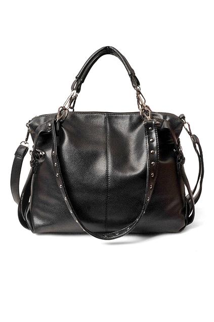 Oasap Generous Top Zipped Rivets Embellished Shoulder Bag