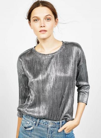 Oasap Metalic Drop Shoulder Pullover Blouse