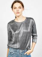 Oasap Metalic Drop Shoulder Pullover Blouse