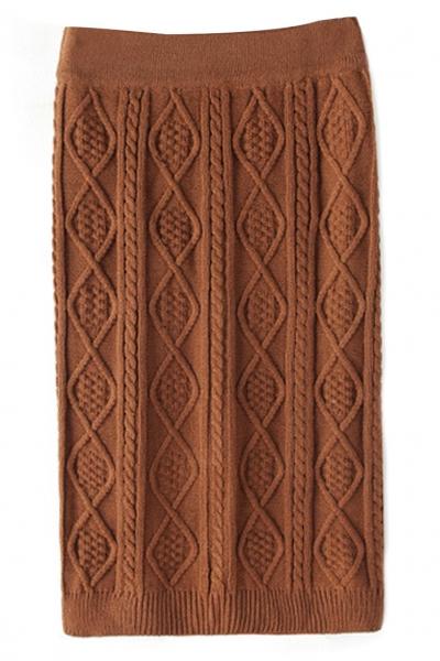 Oasap Fashion Cable Knit Bodycon Pencil Skirt