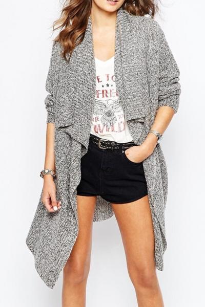 Oasap Stylish Draped Longline Knitted Cardigan