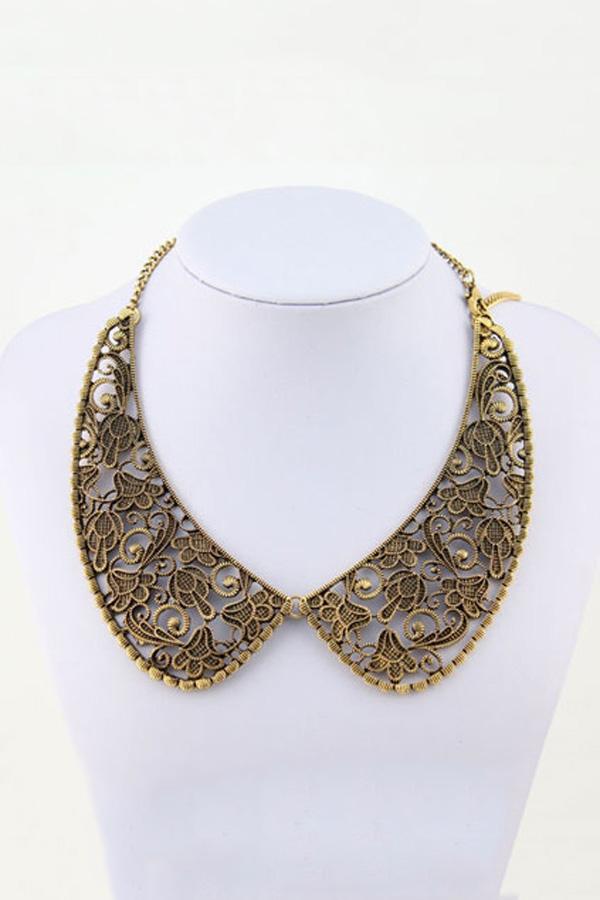 Oasap Flower Pattern Cut Out Peter Pan Collar Necklace