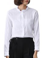 Oasap Women's Ruffled Collar Long Sleeve Button Down Shirt