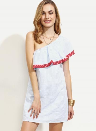 Oasap Fashion One Shoulder Ruffle Mini Dress