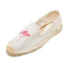 Oasap Flamingo Embroidery Round Toe Flat Heels Shoes