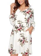 Oasap Round Neck Long Sleeve Floral Printed Midi Dress