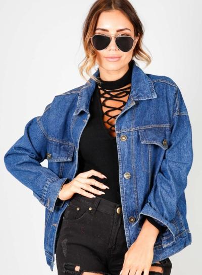 Oasap Fashion Loose Fit Single Breasted Denim Coat