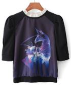 Oasap Unicorn Half Sleeve Sweatshirt