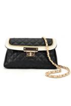Oasap Stitched Edged Chain Strap Shoulder Bag With Cross Lock