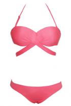 Oasap Pink Bandeau Strap Top Bikini