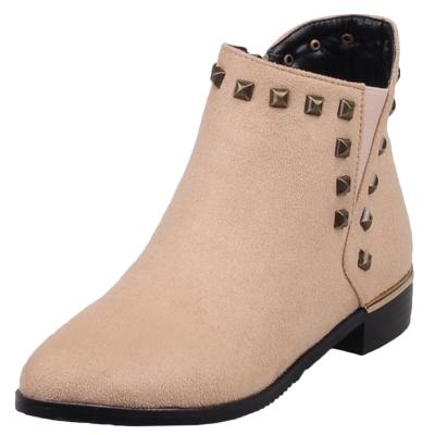 Oasap Point Toe Low Heel Rivet Ankle Boot