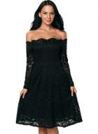 Oasap Off Shoulder Long Sleeve Lace Bridesmaid Cocktail Dress
