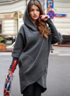 Oasap Solid Color Loose Fit Irregular Pullover Hoodie