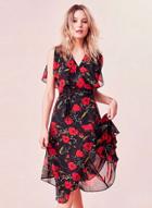 Oasap Floral Print Chiffon Sleeveless Dress