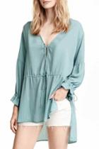 Oasap Charming Solid High Low Blouse