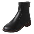Oasap Round Toe Block Heels Solid Color Back Zipper Boots