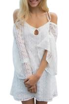 Oasap Women's Off Shoulder Crochet Swimwear Bikini Cover Up Beach Dress