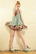 Oasap Floral Printing Lantern Skirt With Mesh Lining